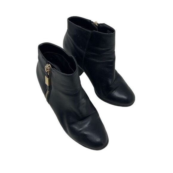 Aldo Womens Leather Side Zip Block Heel Ankle Booties Black Size 9 - Picture 1 of 9